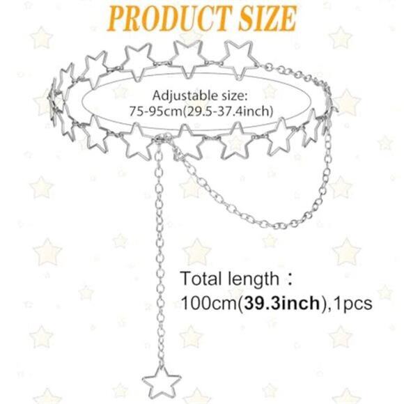 Women’s Silver Star Waist Chain Belt Adjustable Stainless Steel Body Chain